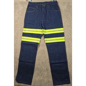 Red Kap Reflective Enhanced Visibility Work Dark Blue Jeans Men's Size 34 x 37 U